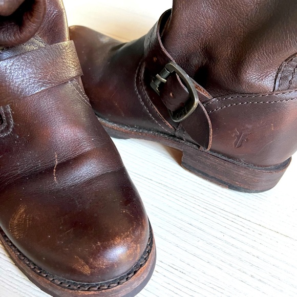 FRYE BROWN LEATHER BOOTS SIZE 6 - Picture 1 of 5